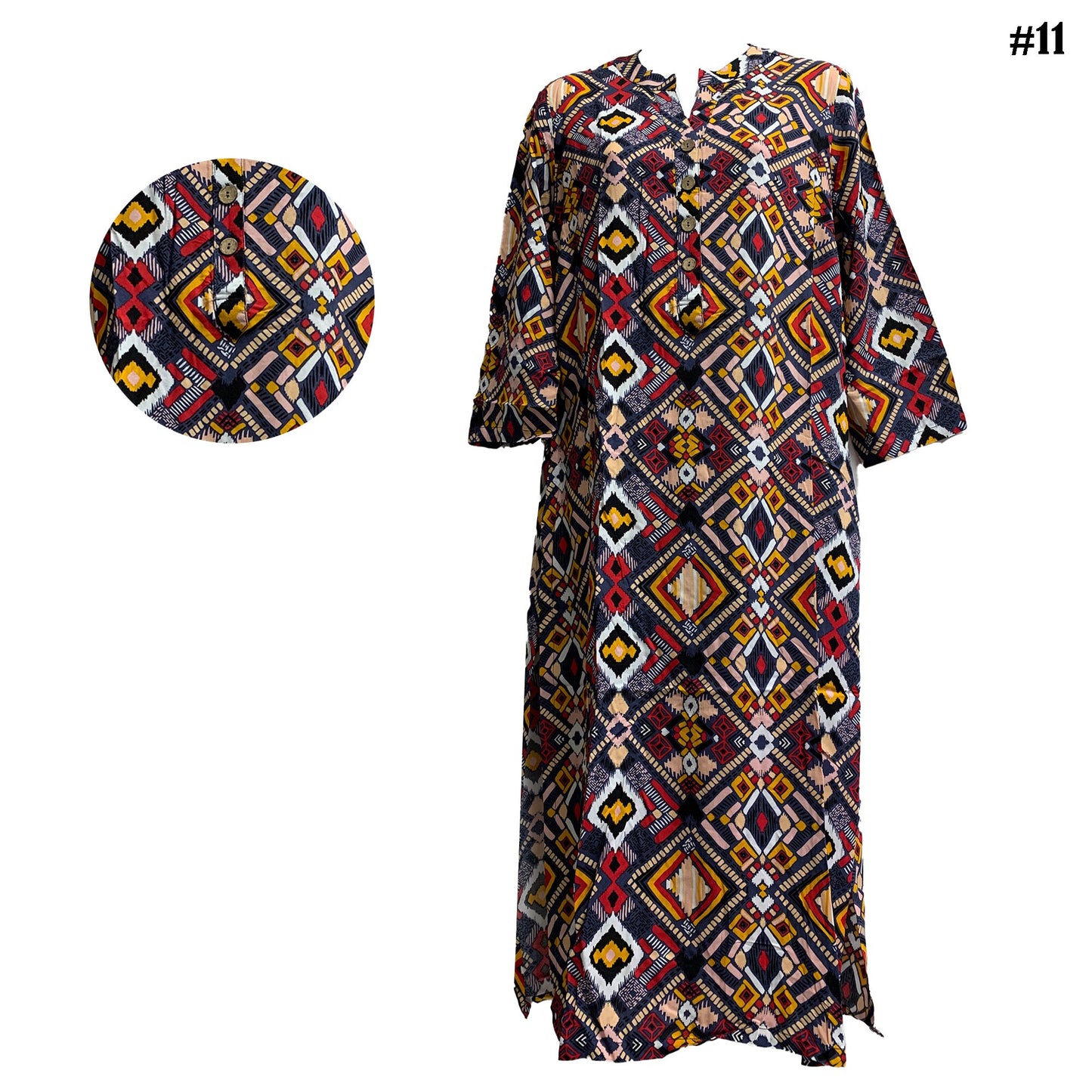 Bohemian Indian Ethnic Printed Straight Cut Kurti Long Tunic [SMALL/MEDIUM]