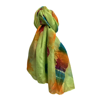 Pure Silk Tie-Dye Bohemian Scarf Shawl Sarong Wrap