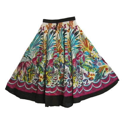 Women's Plus Size Ethnic Cotton Bohemian Flared Full Circle Umbrella Cut Long Midi Gypsy Skirt Renu