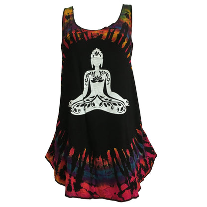 Boho Yoga Buddha Sleeveless Stretchable Spandex Yoga Tie-Dye Tank Top Cami Blouse