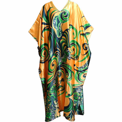 Missy Plus Bohemian Hand Beaded Silk Long Maxi Caftan Dress Beach Coverup Kaftan