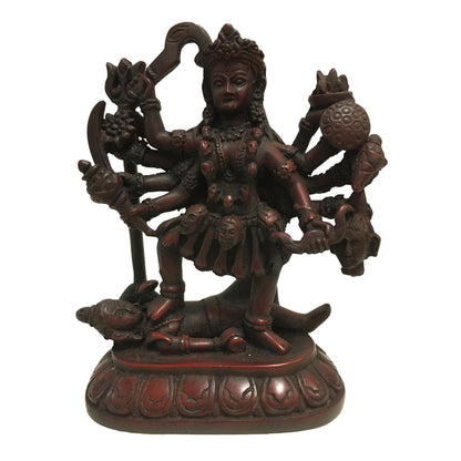 Handmade Vintage Red Resin Mother Kali Goddess of Transformation Statue Figurine