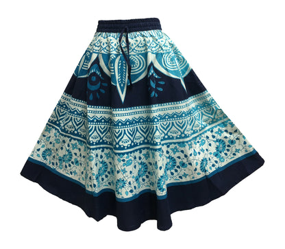 Indian Bohemian Paisley Ethnic Umbrella Cut Cotton Mini/Mid-Length Skirt Rupa