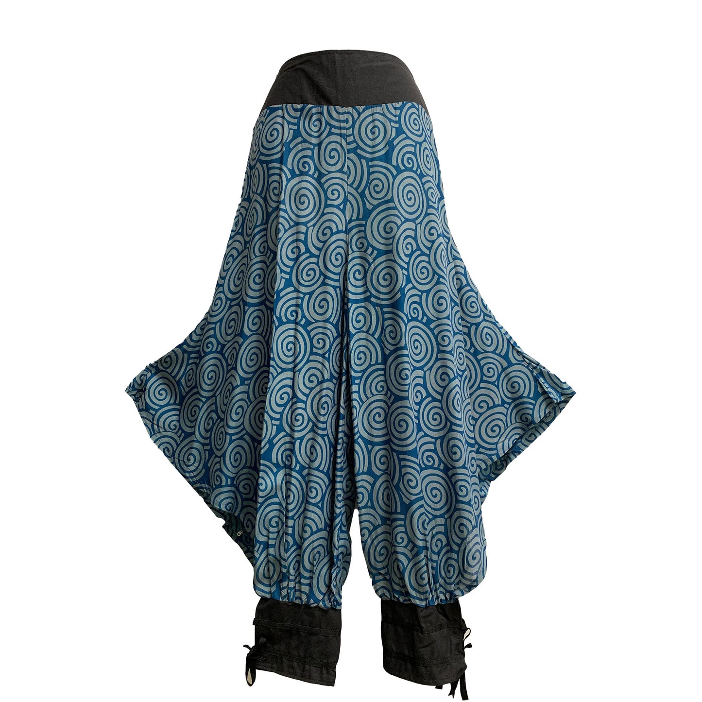 Unisex Bohemian Gypsy Hippie Aladdin Unique Samurai Swirly Patterned Harem Pants