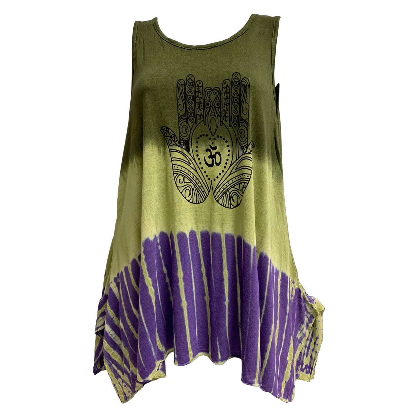 Indian Art Henna Om Yoga Spandex Tie-Dye Cami Tank Top