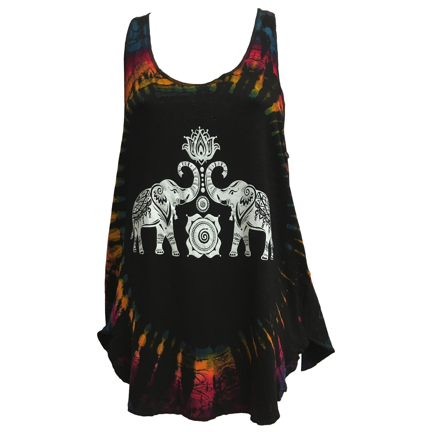 Women's Ethnic Boho Elephant Tie-Dye Stretchable Spandex Yoga Sleeveless Cami