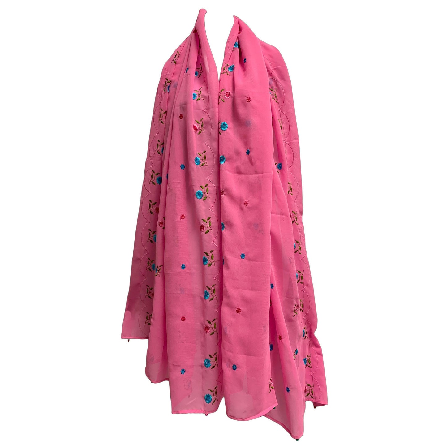 Pink Embroidered Large Long Scarf Shawl JK477