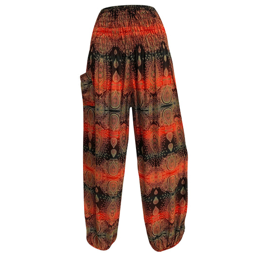 Unisex Indian Bohemian Gypsy Red/Black Paisley Print Yoga Meditation Harem Pants Trousers