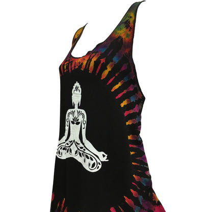 Boho Yoga Buddha Sleeveless Stretchable Spandex Yoga Tie-Dye Tank Top Cami Blouse