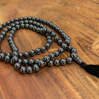 Tibetan 108 Count Hematite Mala Hindu Prayer Yoga Meditation Necklace