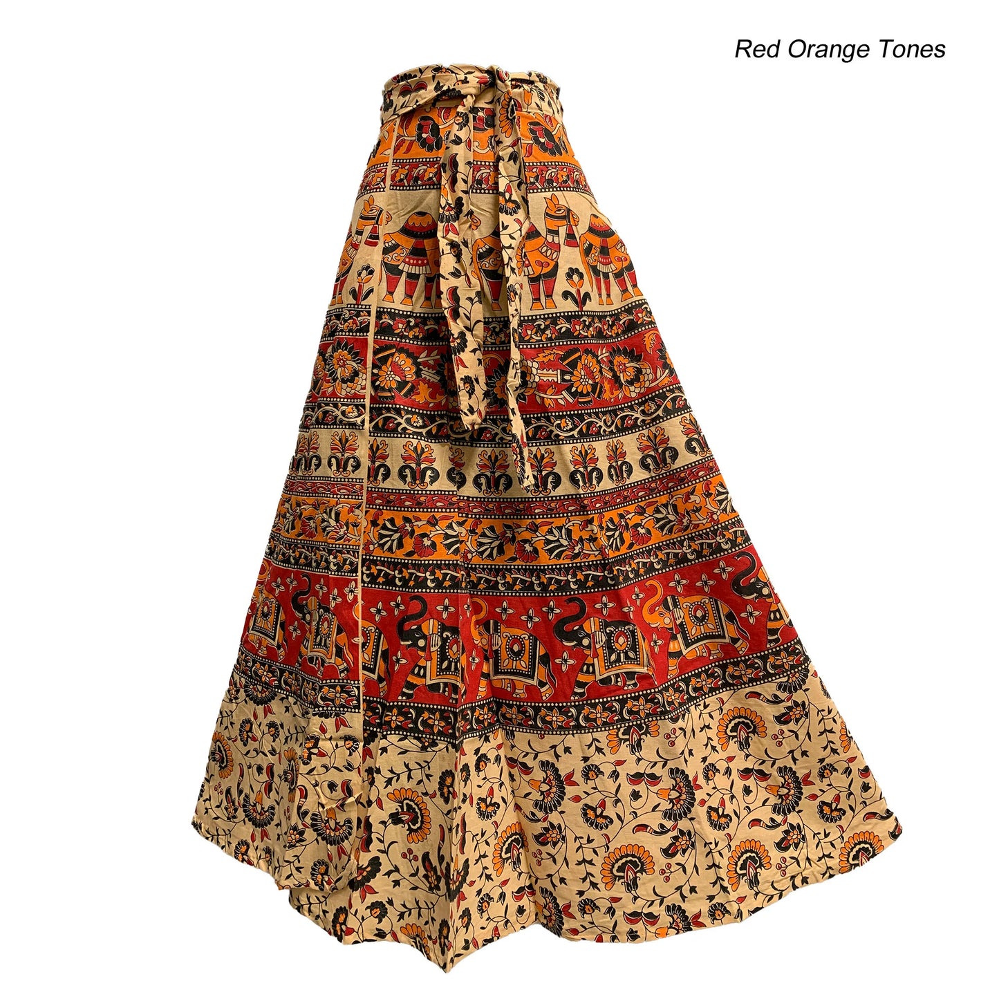 Bohemian Indian Ethnic Block Print Cotton Long Maxi Wrap Around Skirt Bagroo