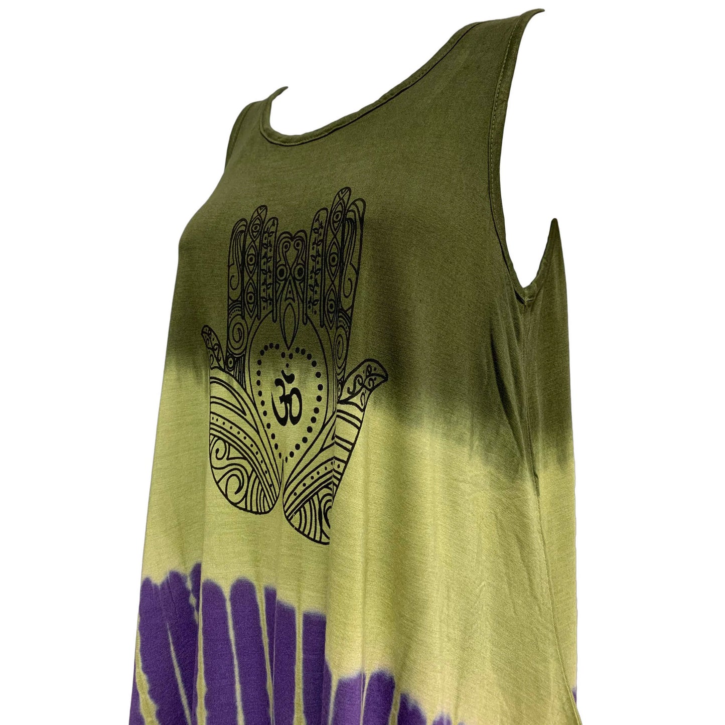 Indian Art Henna Om Yoga Spandex Tie-Dye Cami Tank Top