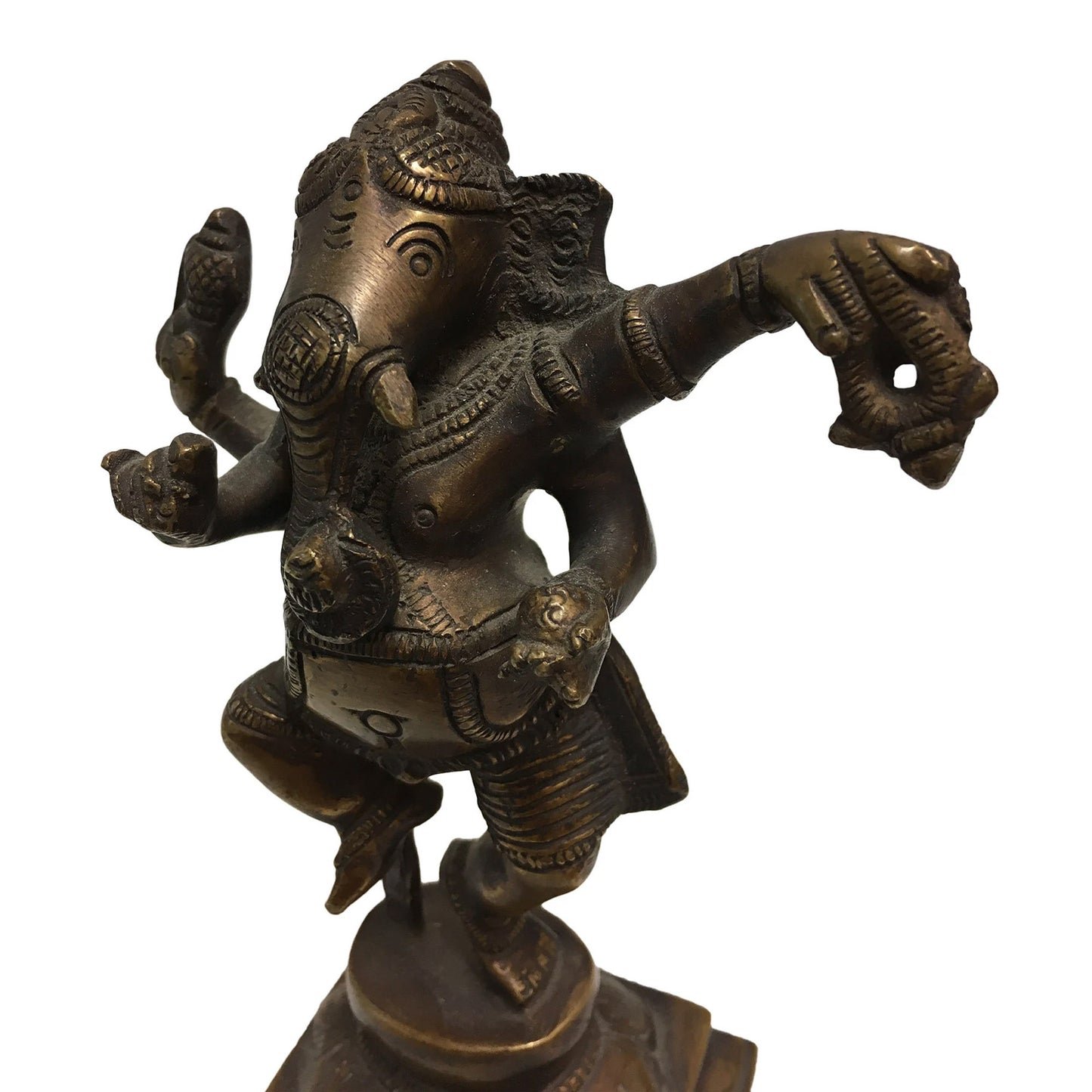 Handmade Antique Finish Brass Hindu Dancing Ganesh Statue Sculpture Figurine