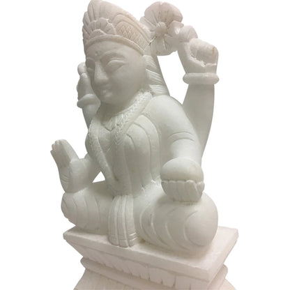 Hand-Carved White Marble Lakshmi Hindu Goddess Wealth Beauty Statue Sculpture #5