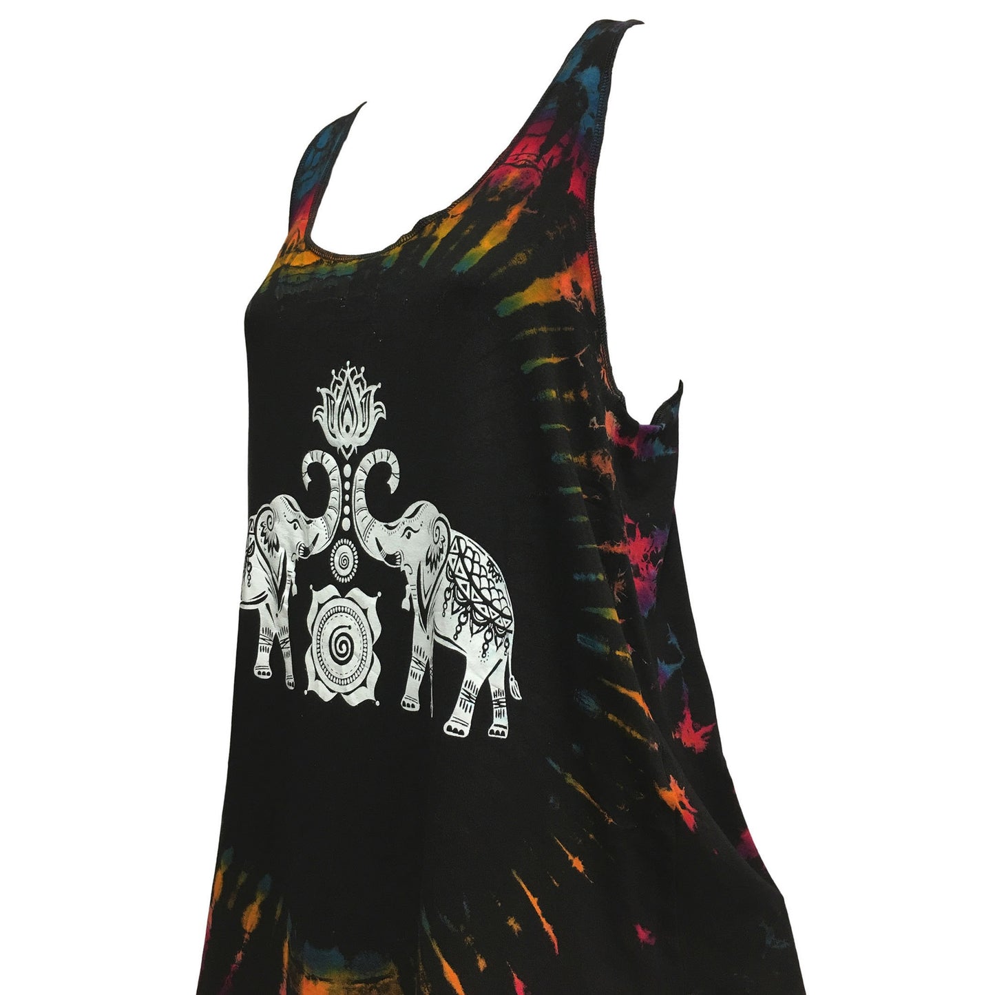 Women's Ethnic Boho Elephant Tie-Dye Stretchable Spandex Yoga Sleeveless Cami