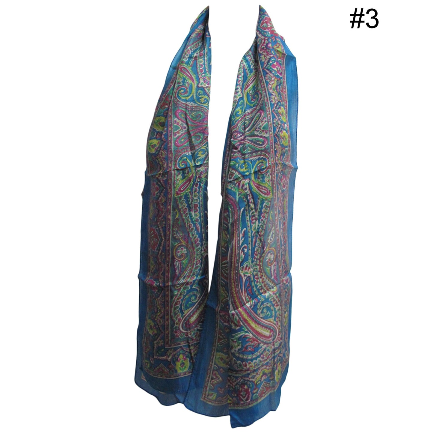 Indian Ethnic Boho Scarf Stole Pure Silk Floral Paisley Long Large Scarf Shawl (20" x 70")