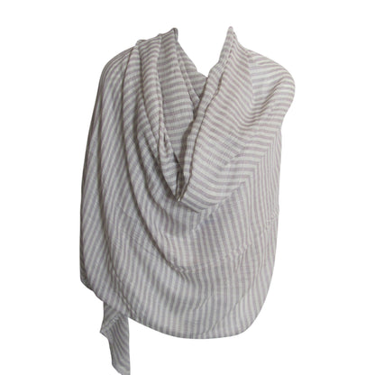 Lilac & White Striped Silky Soft Yoga Vintage Long Large Scarf Stole Wrap JK335