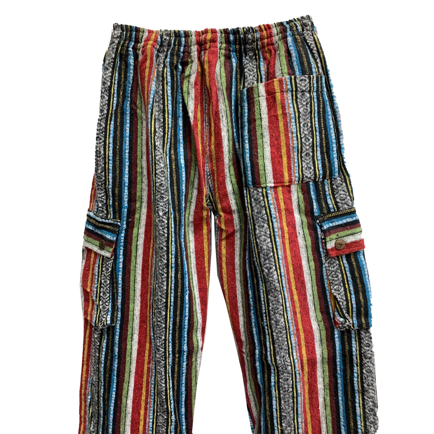 Vintage Ethnic Heavy Cotton Bohemian Striped Long Cargo Pants