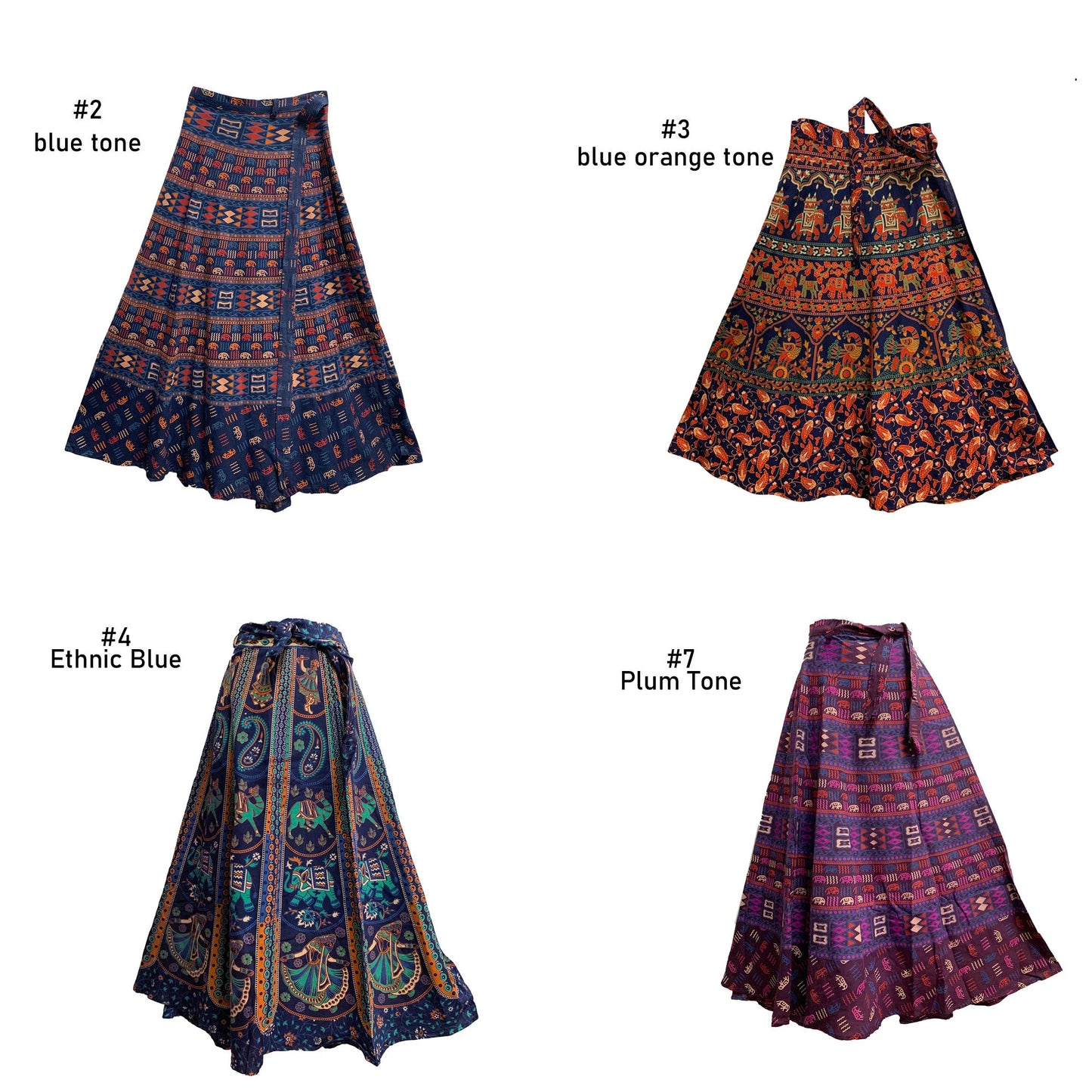 Indian Ethnic Block Print Cotton Boho Naphthol Long Wrap Around Skirt