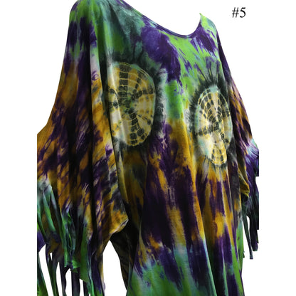 Urban Fashion Bohemian Lagenlook Long Tie-Dye Tunic Dress Blouse