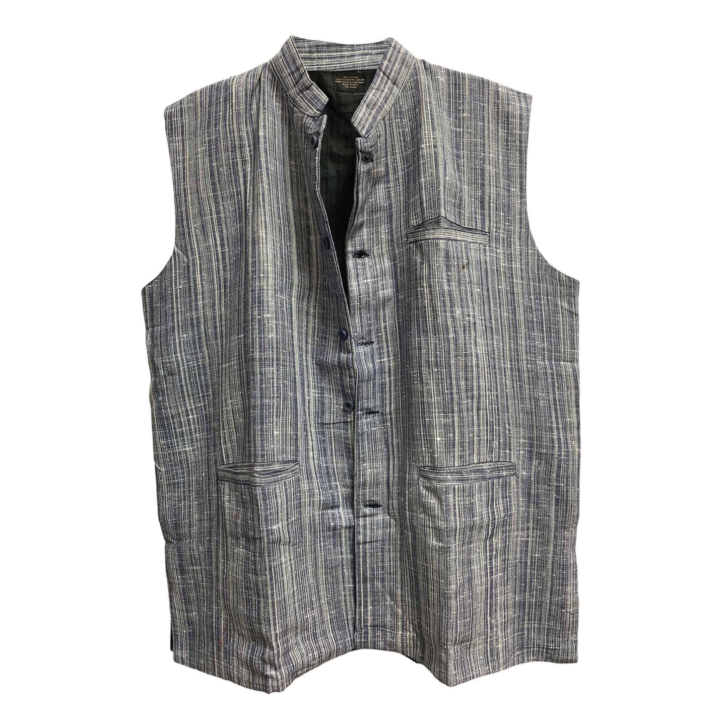 Men's Nehru Collar Handloomed Indian Cotton Khadi Ethnic Fashion Vest Jacket