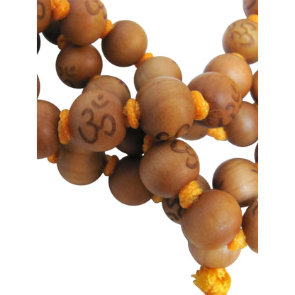 10mm 54ct Peach wood Tibetan Carved Prayer Mala Bead Necklace w/ Gift Pouch Handmade Mala Bead