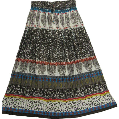 JK Indian Cotton Crinkle Broomstick Bohemian Gypsy Printed Long Skirt #5