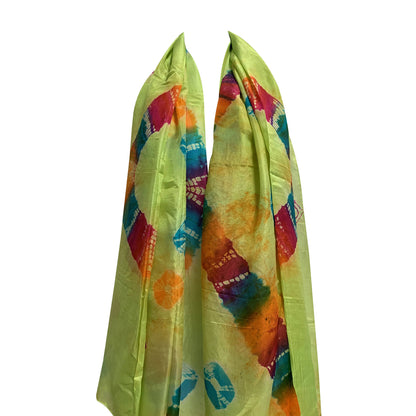 Pure Silk Tie-Dye Bohemian Scarf Shawl Sarong Wrap