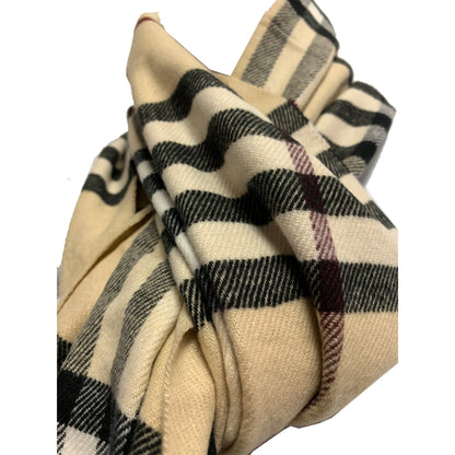 Unisex Plaid Luxurious Soft Cashmere-Feel Fringed Neck Scarf Muffler Boho Mens Womens Scarf