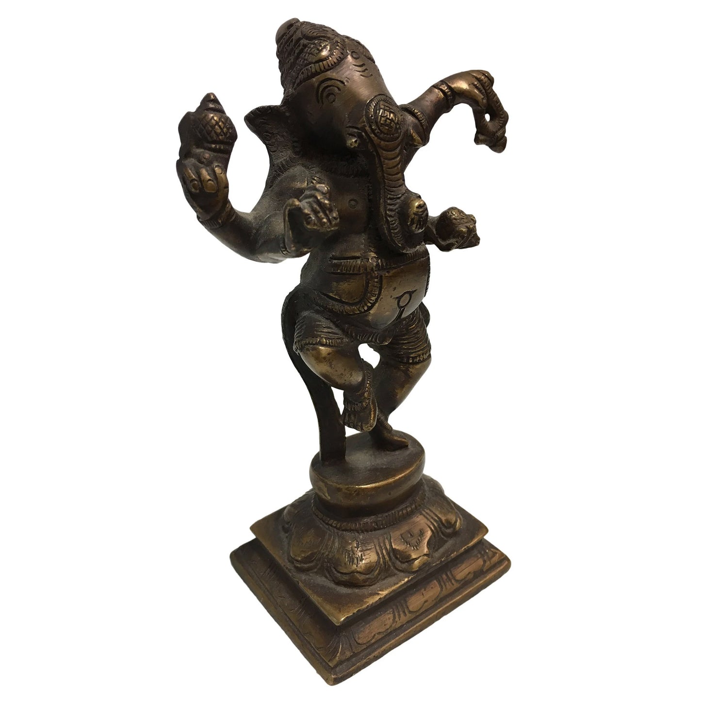 Handmade Antique Finish Brass Hindu Dancing Ganesh Statue Sculpture Figurine