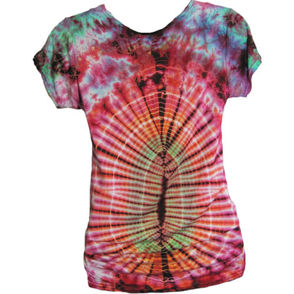 Women's Spandex Tie-Dye Short-Sleeve Blouse T-Shirt