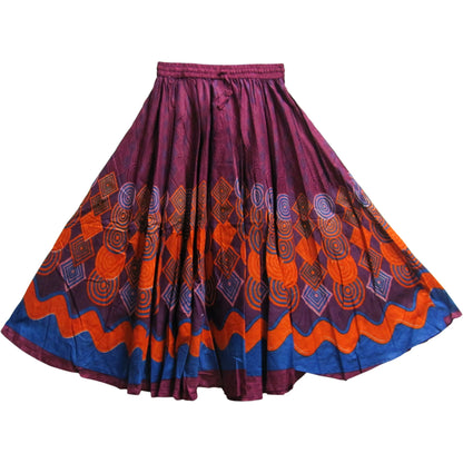 Women's Plus Size Ethnic Cotton Bohemian Flared Full Circle Umbrella Cut Long Midi Gypsy Skirt Renu