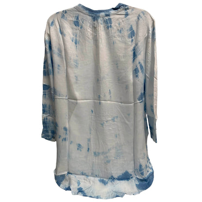 Indian Peasant Tie-Dye Y-Neck 3/4 Sleeve boho Tunic Blouse