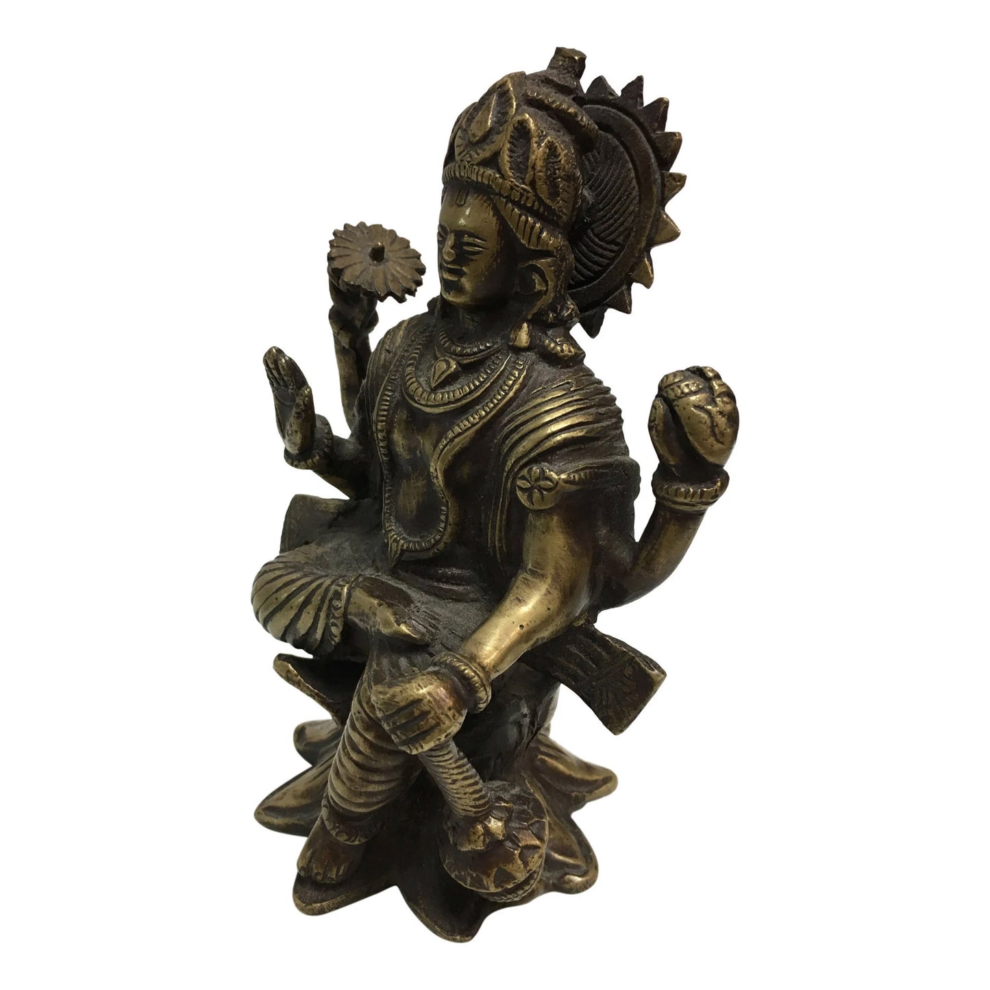 Handmade Antique Finish Brass Hindu Shri Vishnu God of Preserver Statue Sculpture Figurine