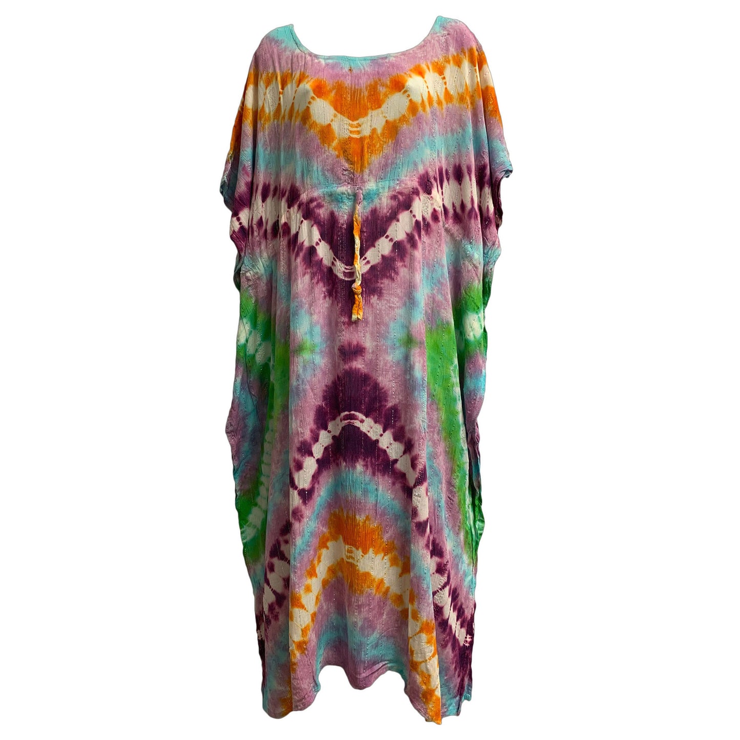 Missy Plus Indian Bohemian Gypsy Caftan Kaftan Coverup loose fit dress Tie-Dye Lurex #3