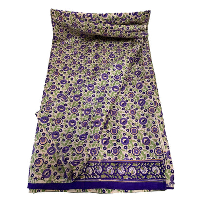 Indian ethnic Vintage Silk Paisley Floral Ethnic Purple and Green Printed Boho Large Scarf Wrap shawl