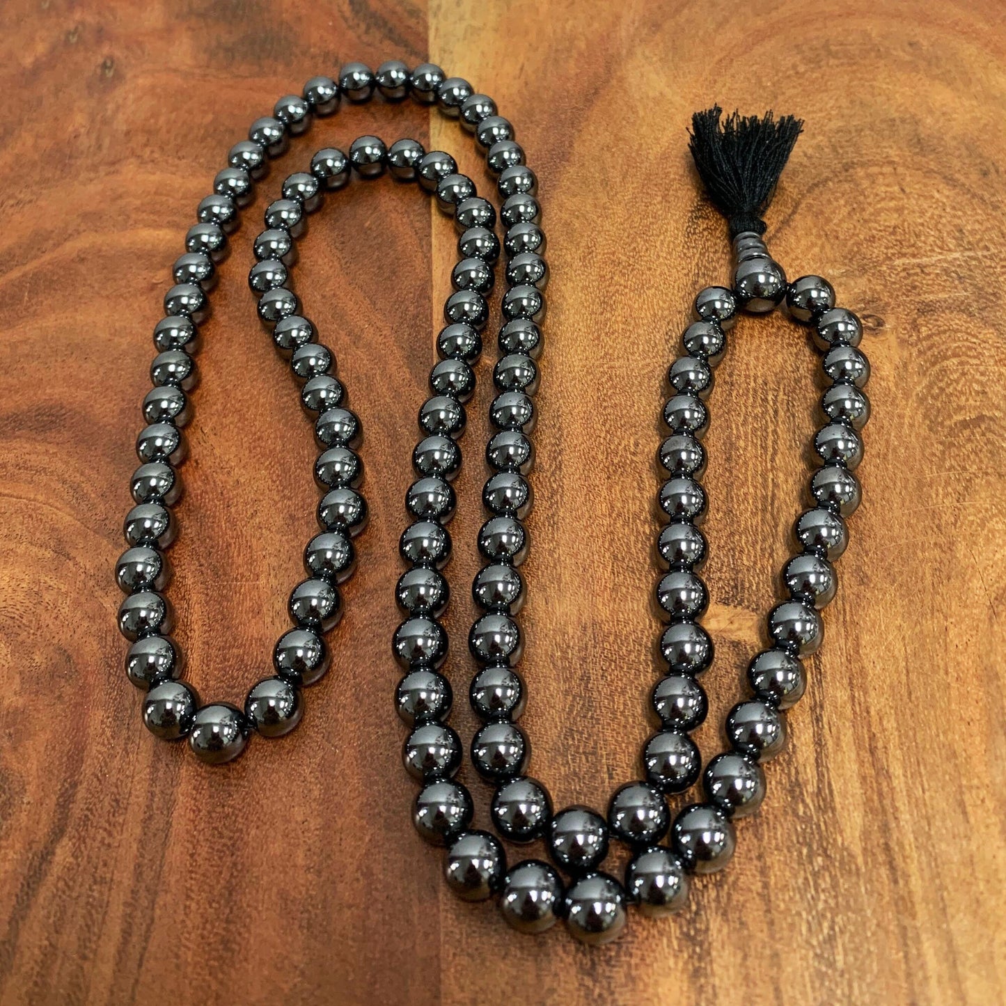 Tibetan 108 Count Hematite Mala Hindu Prayer Yoga Meditation Necklace