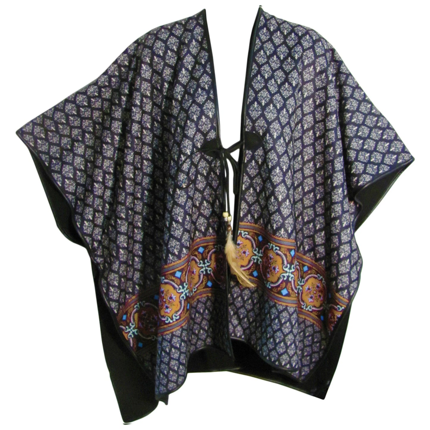 Boho Fashion 2-in-1 Reversible Ethnic Paisley Print Shawl Wrap Ruana Cape Poncho Kimono