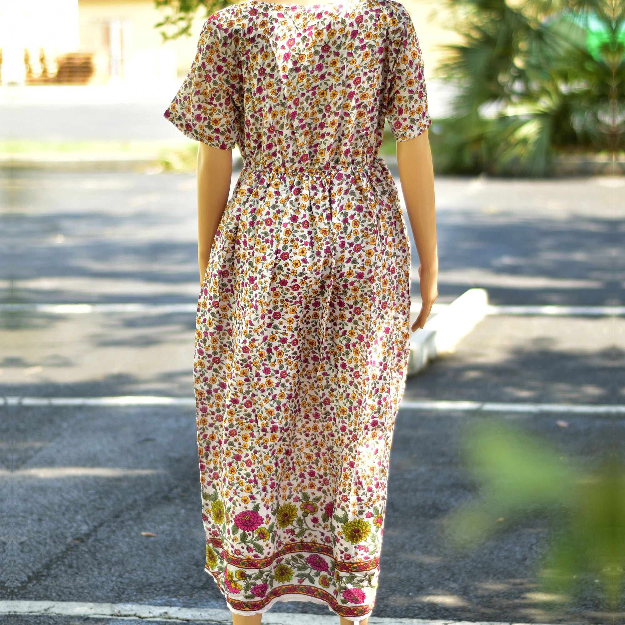 indian cotton boho dresses with sleeves Teal Hand Block Printed Cotton Maxi Dress Indian Artisan V Neck Boho Dress