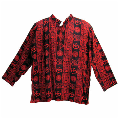 Men's Boho indian ethnic print Yoga Hippie Cotton Long Sleeve Shirt