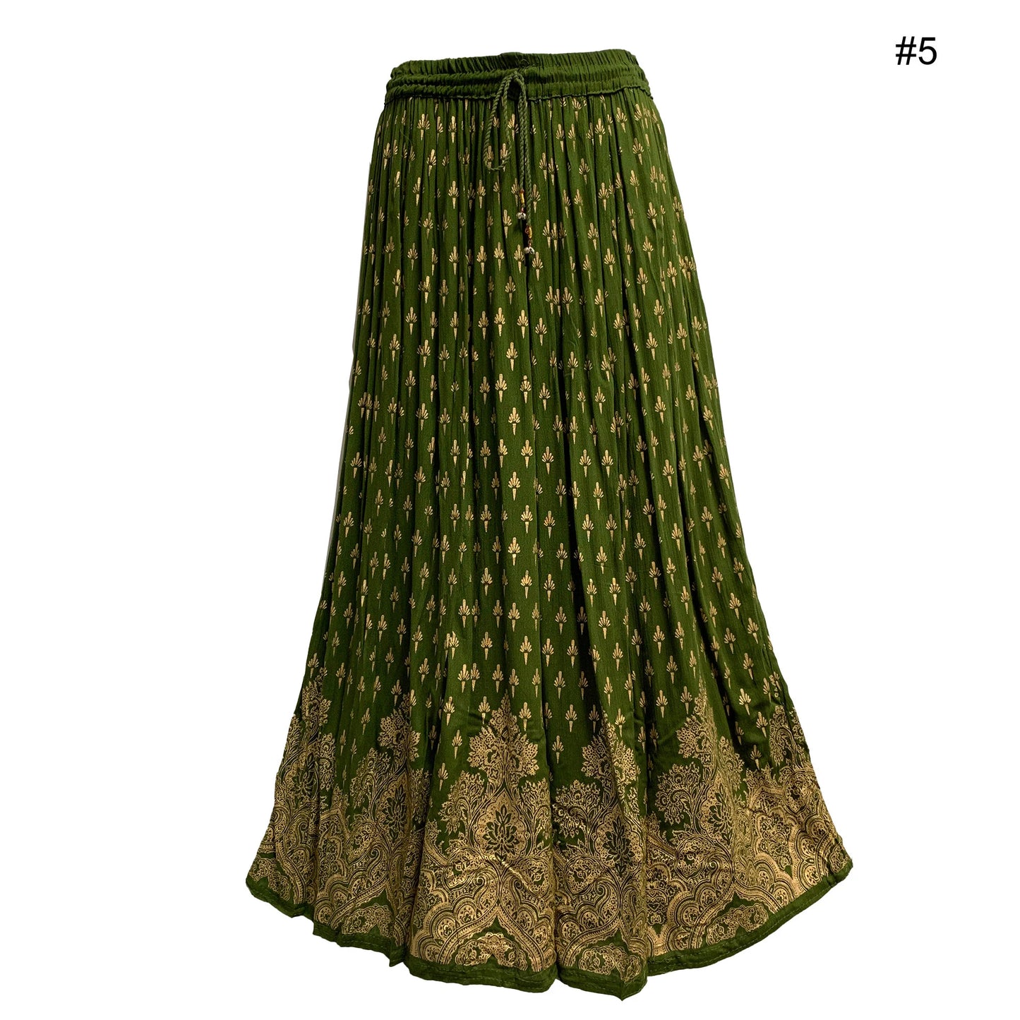 Indian Ethnic Gold Shimmering Print Crinkled Bohemian Long Skirt