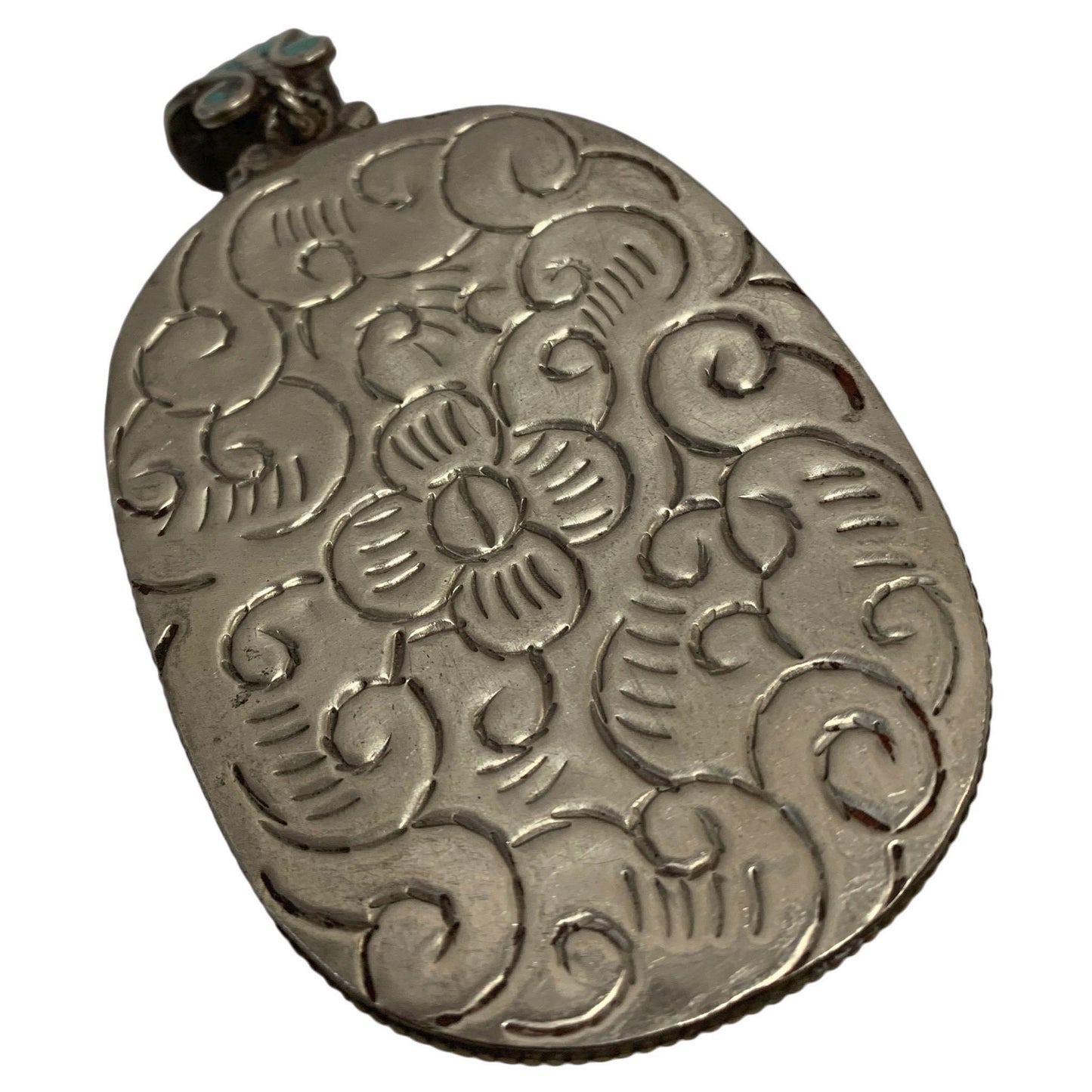 Yoga Trendz Handmade Vintage Tribal Silver-Tone Large Buddha Pendant (Oval)