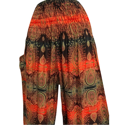 Unisex Indian Bohemian Gypsy Red/Black Paisley Print Yoga Meditation Harem Pants Trousers