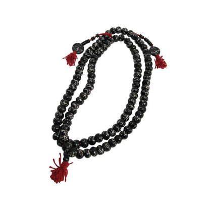 Handmade Traditional Tibetan 108 Count Bone Bead With Spacer And Om Written on each Bead Japa Mala Prayer Yoga Meditation Necklace