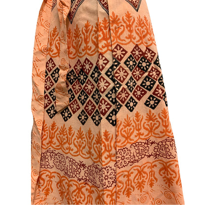 Bohemian Indian Ethnic Block Print Cotton Long Maxi Wrap Around Skirt Bagroo print