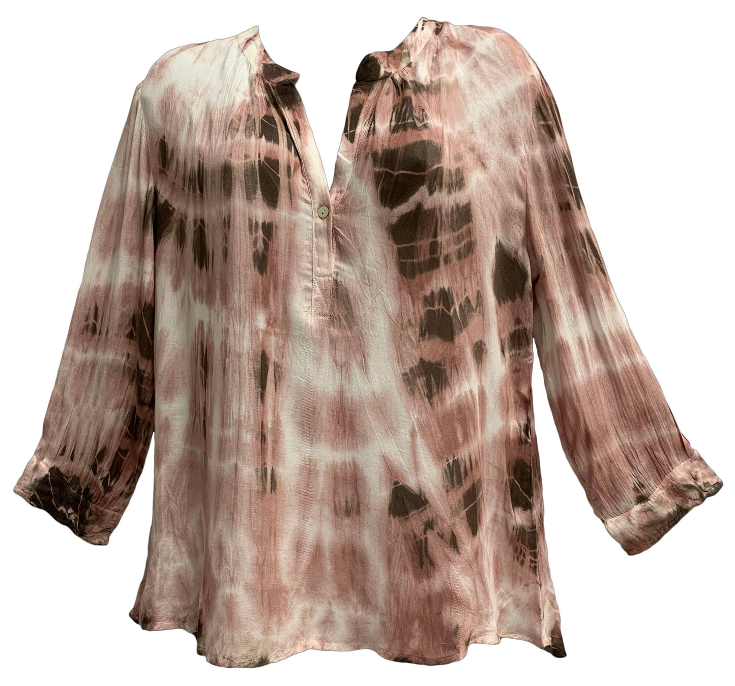 Indian Peasant Tie-Dye Y-Neck 3/4 Sleeve boho Tunic Blouse