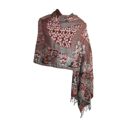 Indian Ethnic Paisley Hand-Embroidered Silky Reversible Pashmina Shawl Stole Scarf SONALI