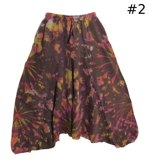 Men Women Unisex Vintage Hippie Aladdin Hand Tie-Dye Stonewashed Cotton Baggy Boho Harem Pants