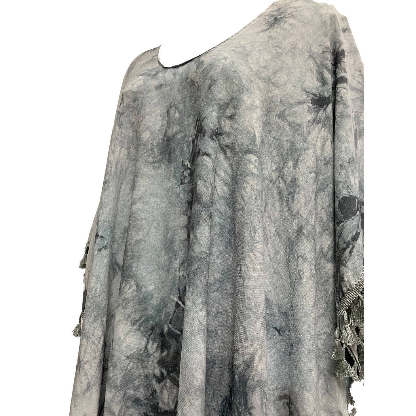 Bohemian Tie-Dye Ethnic Soft Cotton Poncho Summer Cardigan Kaftan Blouse With Tassel