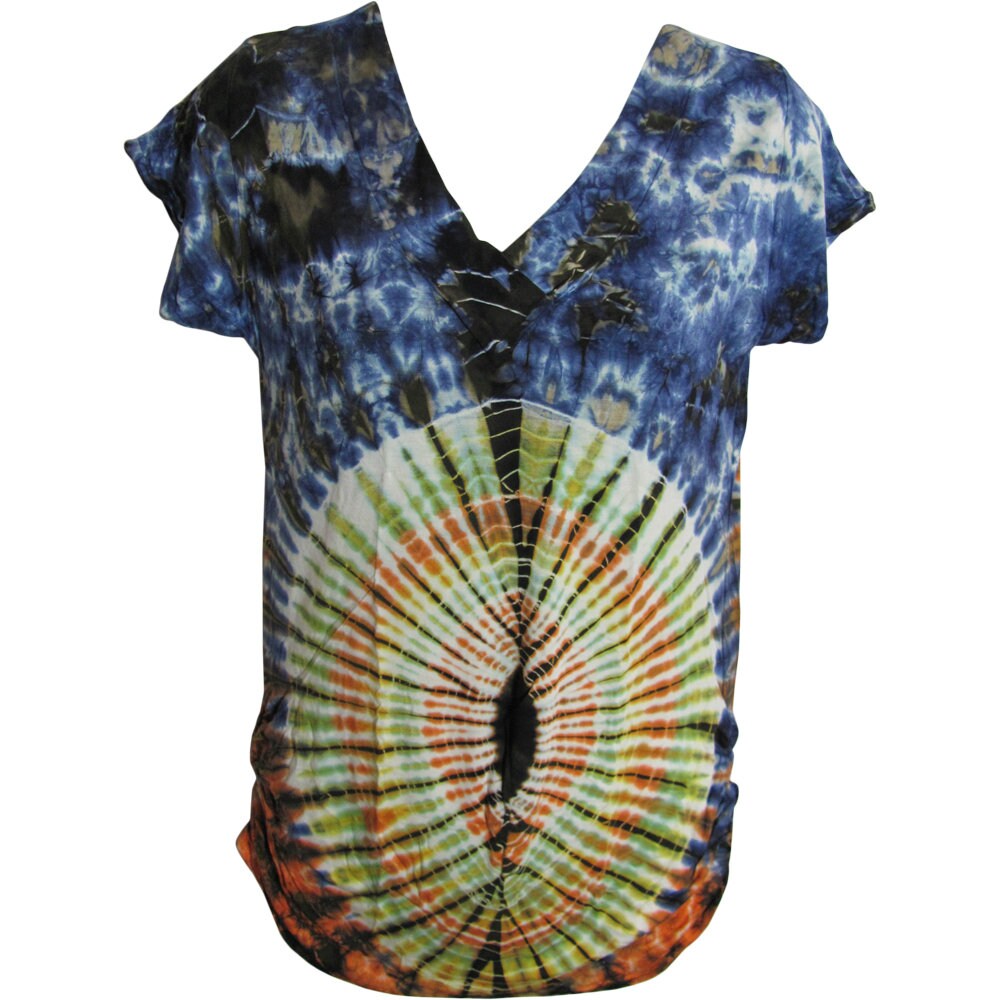 Women's Spandex Tie-Dye Short-Sleeve Blouse T-Shirt